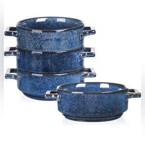 Vicrays Set of Four Ceramic Soup Bowls 24 Ounce